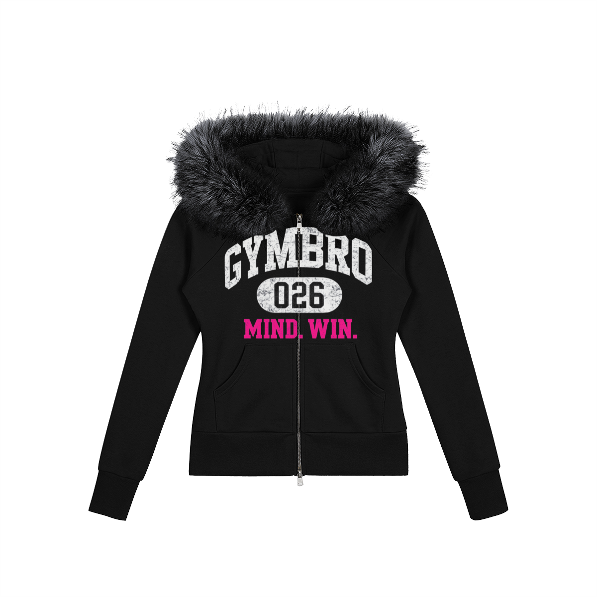 Sweat à capuche zippé pour femme avec bordure en fausse fourrure