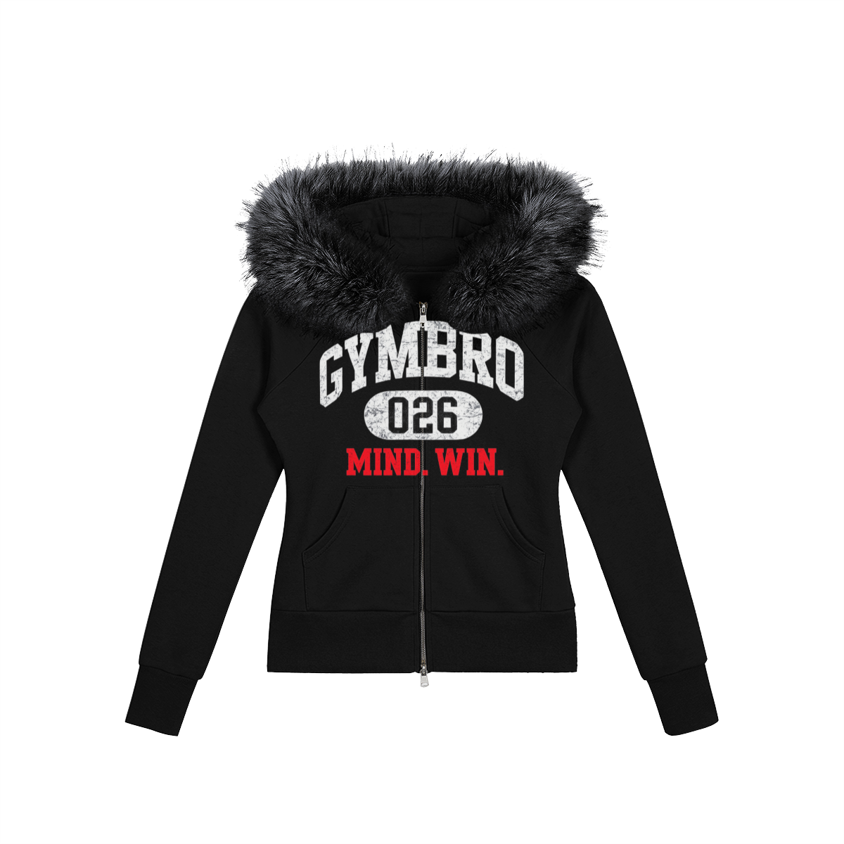 Sweat à capuche zippé pour femme avec bordure en fausse fourrure – Image 2